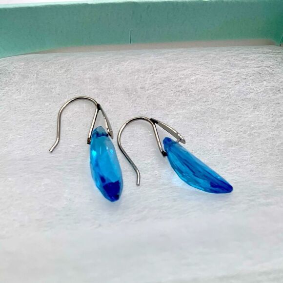 Authentic London Blue Topaz Drop Earrings Platinum Setting Preloved - Picture 3 of 8